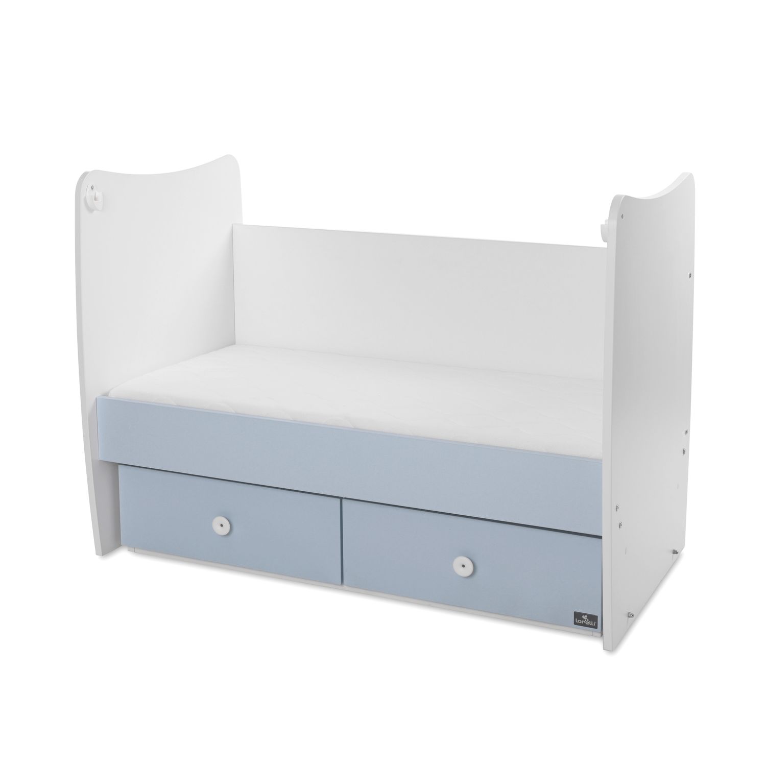 Lorelli Babybett MATRIX NEW Kinderbett 120 x 60 cm, 2 Ebenen, 2 Schubladen blau