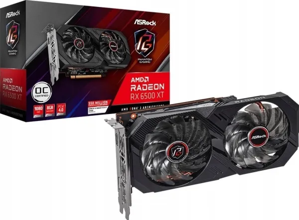 ASRock Phantom Gaming Radeon RX 6500 XT 8GB OC - Grafikkort - Radeon RX 6500 XT - 8 GB GDDR6 - PCIe 4.0 x8 - HDMI, DisplayPort