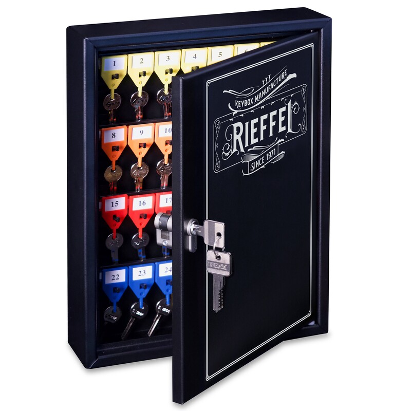 Rieffel Schlüsselkasten Kystor KR-LEGEND, 42 Haken, 27 x 6.5 x 35 cm, schwarz