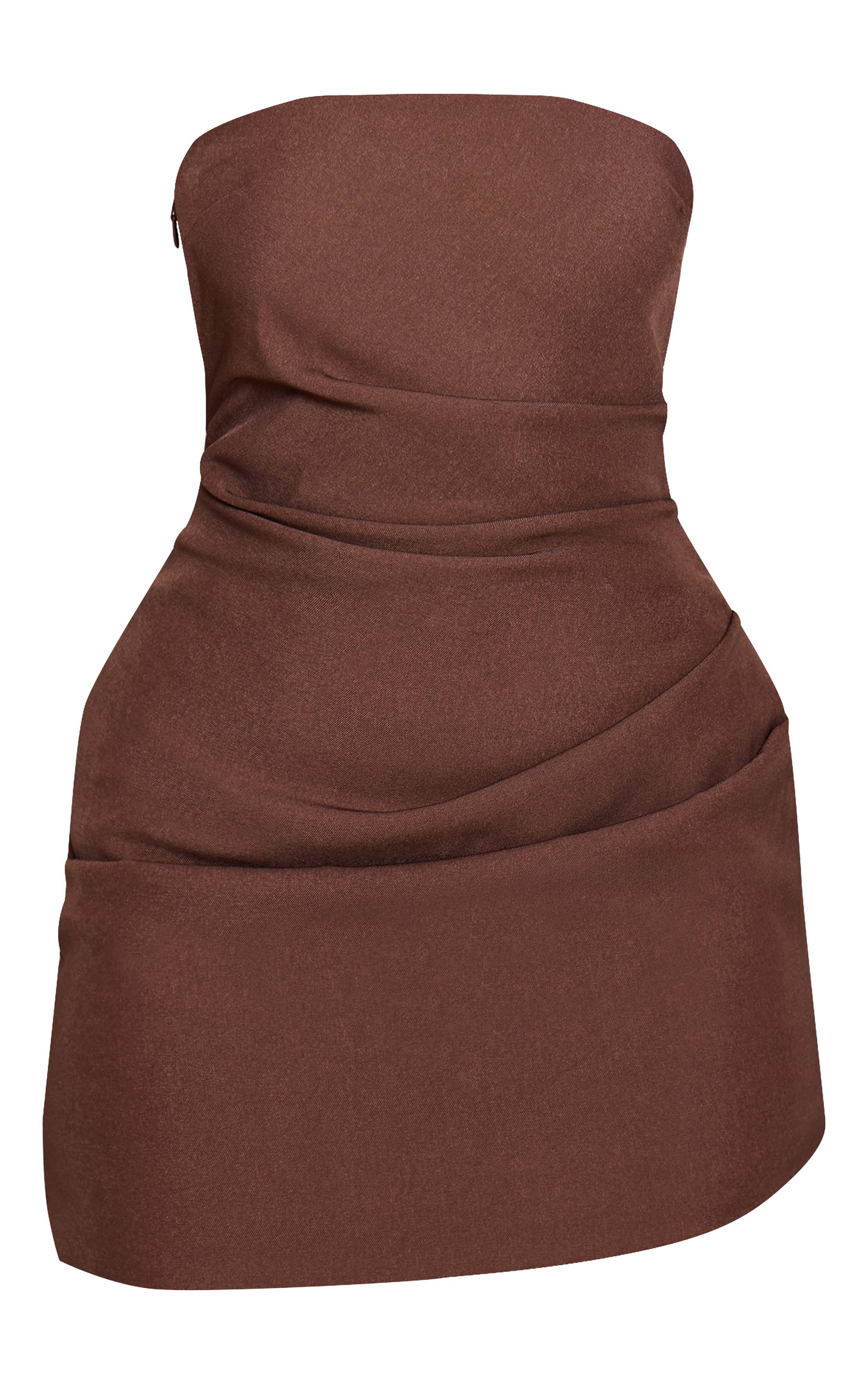 Chocolat Robe Mini Bandeau Froncée