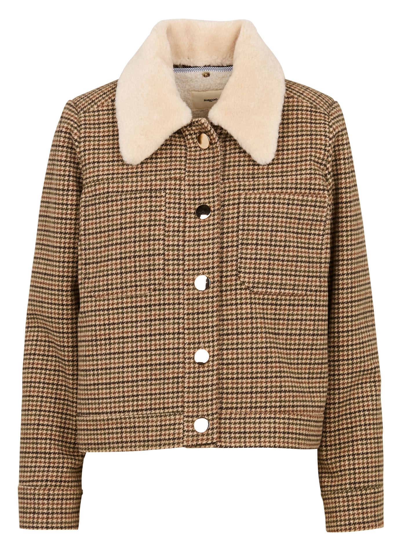 EDEN - Veste col classique en fourrure amovible | Beige
