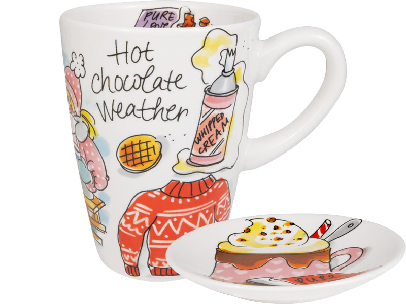 XL Beker 0,5L & Petit Four Set Even Bijkletsen Hot Chocolate Weather