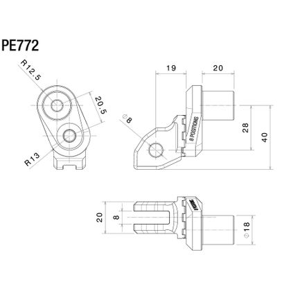 Adaptateur repose pied Rizoma Pilote - 18 mm - Excentrique - Noir