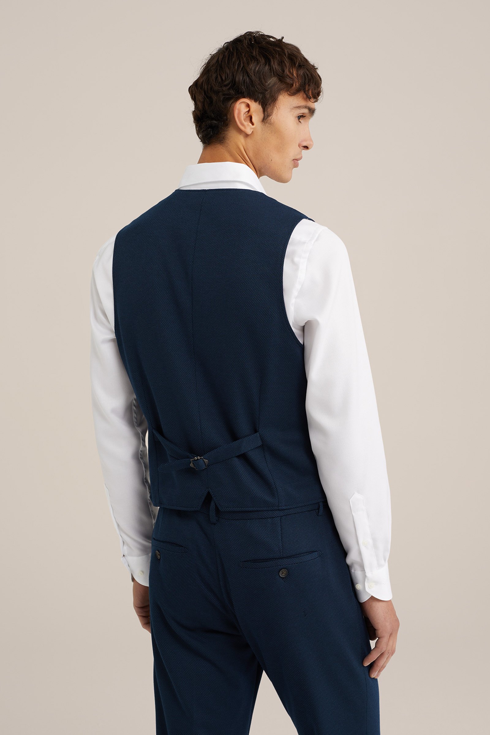 melange stretch kwaliteit gilet WE Fashion Donkerblauw