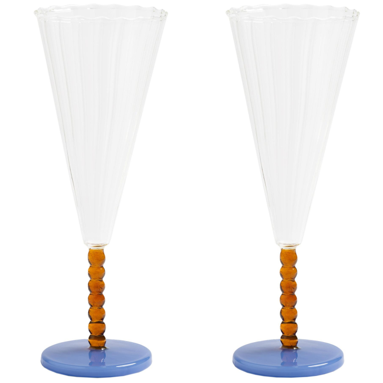 &klevering Flute coupe champagneglazen set van 2 amber
