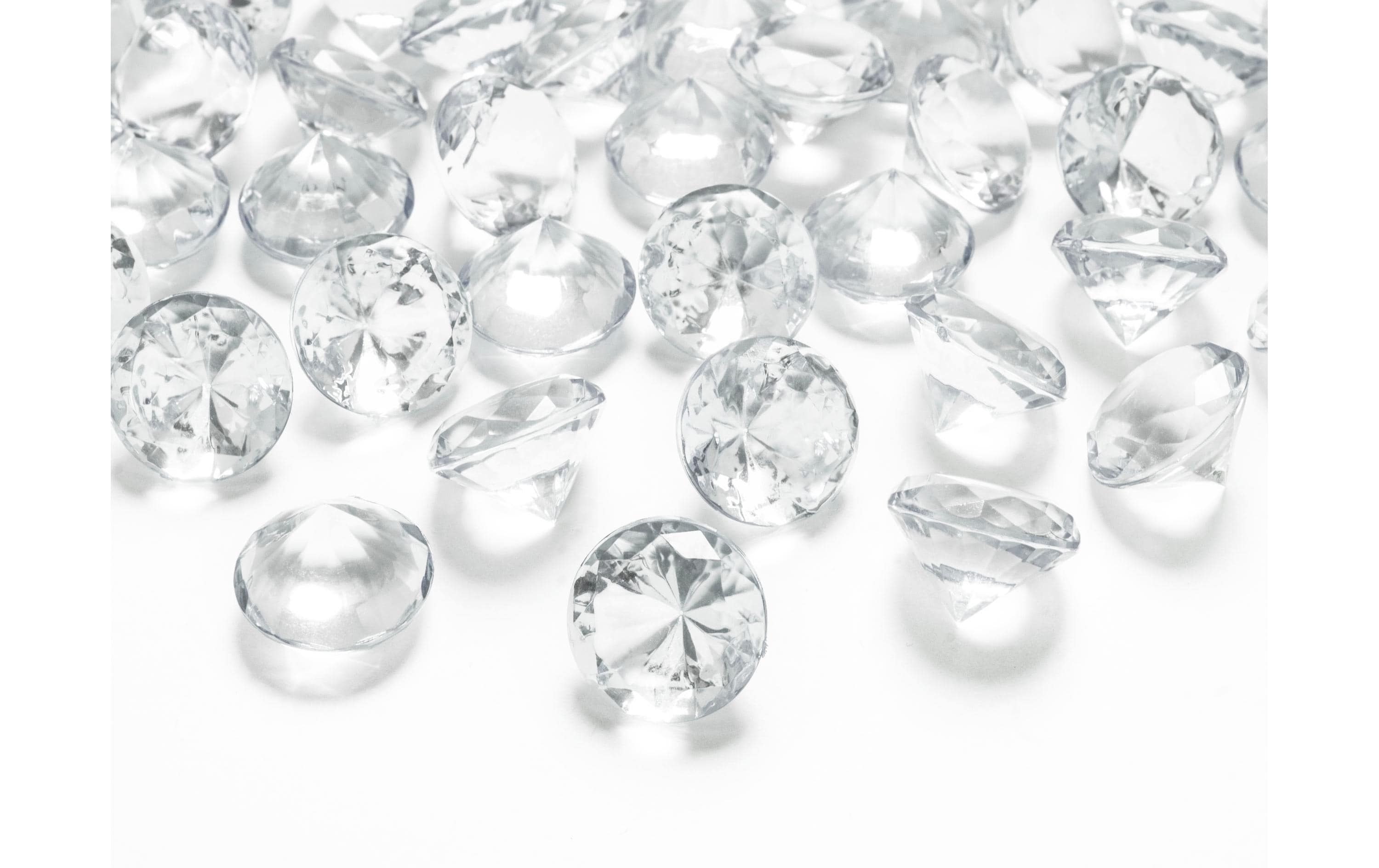 Streudeko Diamanten 2 cm, 10 Stück, TransparentStreudiamanten für den gedeckten Tisch an der Hochzeit und Festen wie Geburtstagspartys, Babyshower, Weihnachten oder Silvester