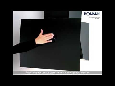 Bomann® Dunstabzugshaube 60cm mit bürstenlosem DC-Motor | Dunstabzugshaube Umluft oder Abluftbetrieb | Kopffreihaube mit 3 Stufen | Schräghaube mit Auto Opening & 5-lagiger Aluminium-Filter | DU 7605