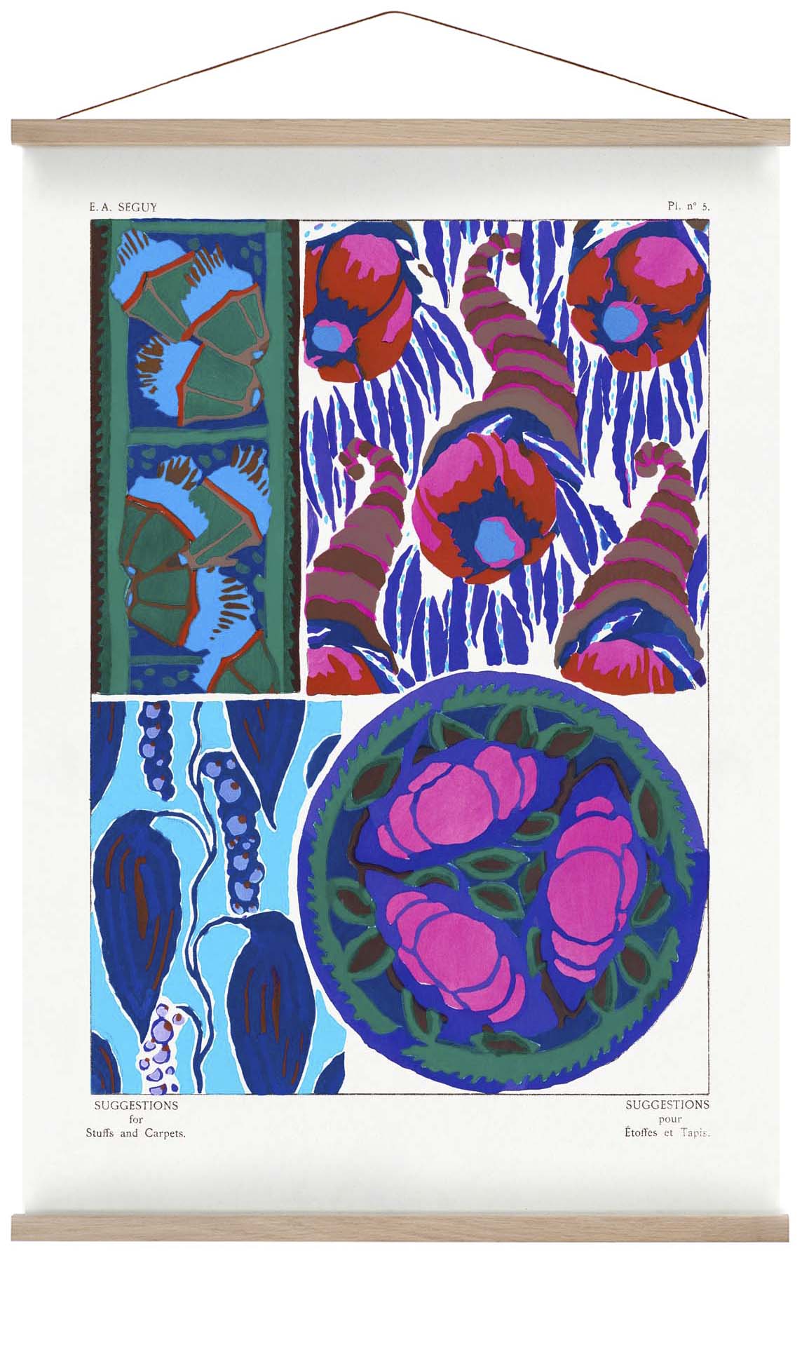 Vintage Blumenmuster Teller Nr 05 von E.A. Séguy