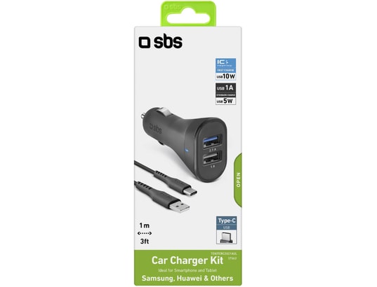 SBS - Chargeur allume cigare USB x2
