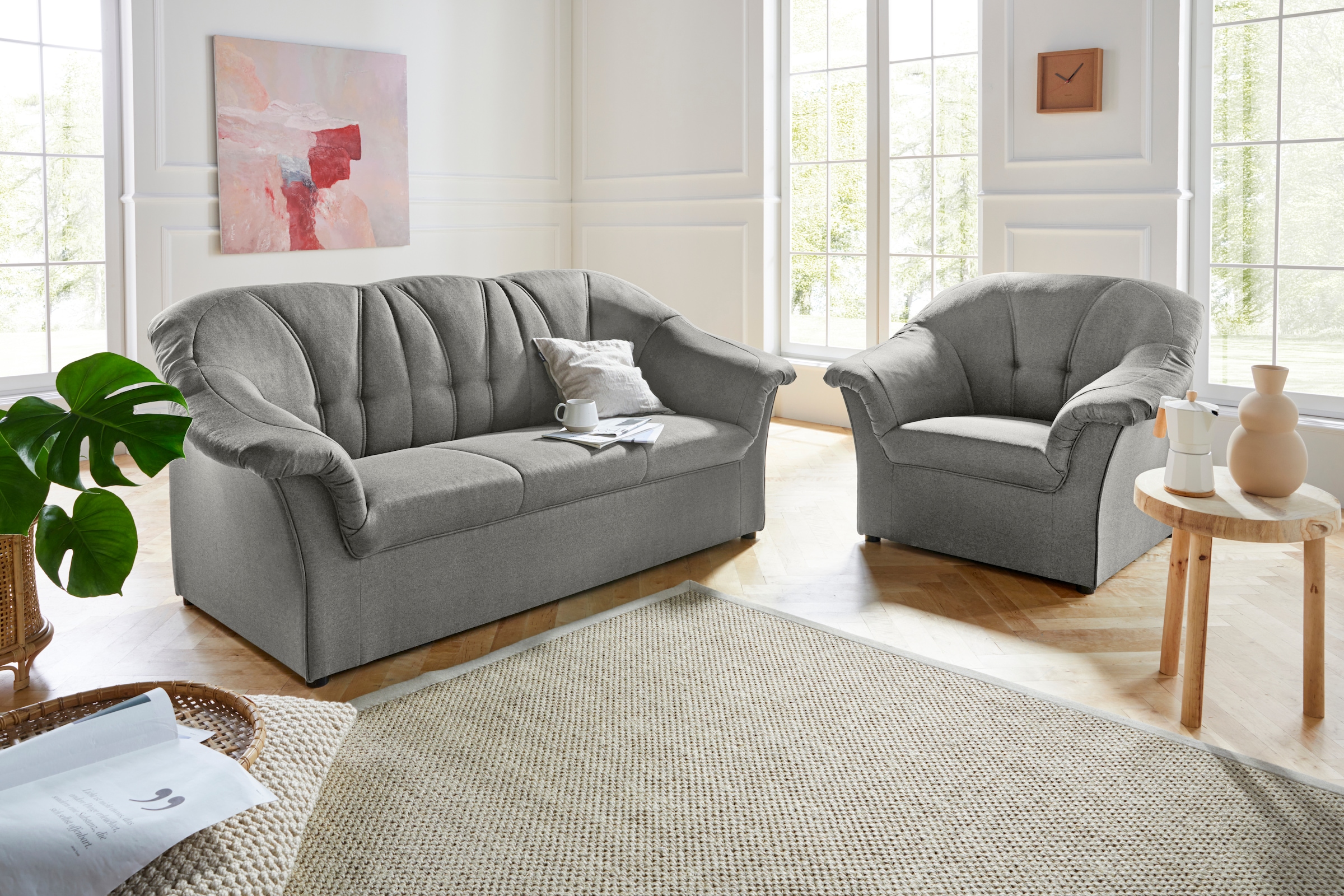 DOMO collection Polstergarnitur »Pegnitz zeitlos und elegant« Set,  Sessel und 3-Sitzer