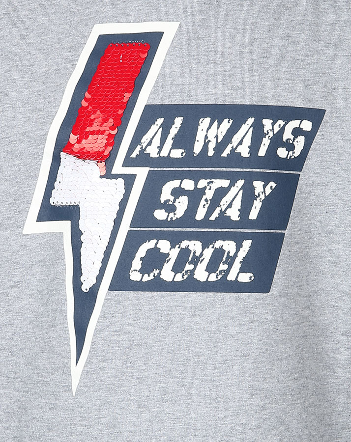 T-Shirt STAY COOL mit Wendepailletten in grau meliert