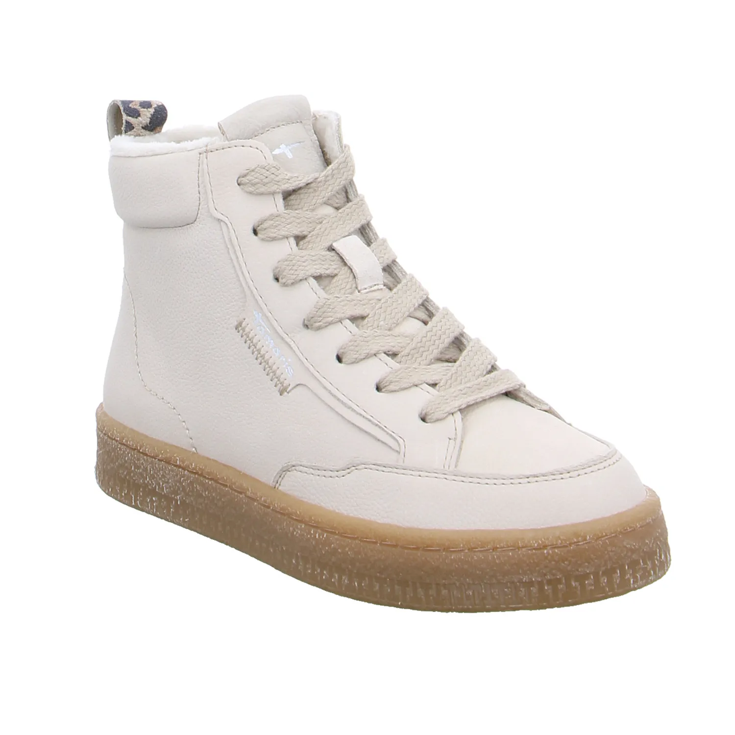 TAMARIS Mid Cut Sneaker Beige Leder
