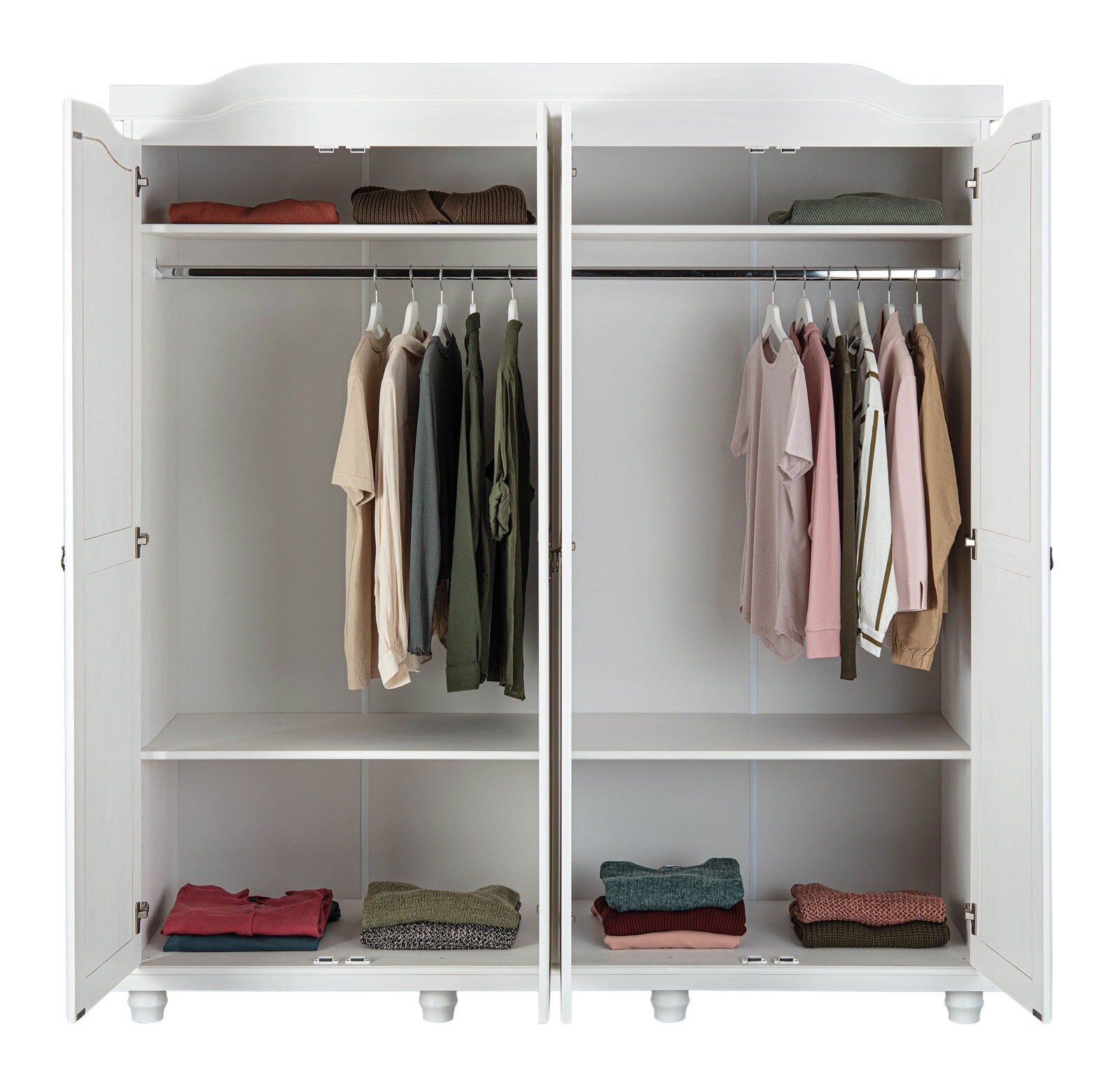 Drehtürenschrank Fynn 182 x 197,5 cm Kiefer massiv weiß lackiert