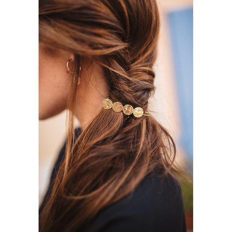 mini barrette ronds martelés doré à l'or fin - HESTIA