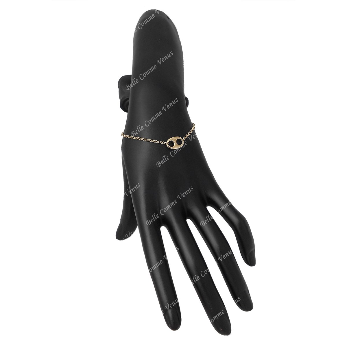 Bracelet grain de café maille jaseron Plaqué OR 750 3 microns