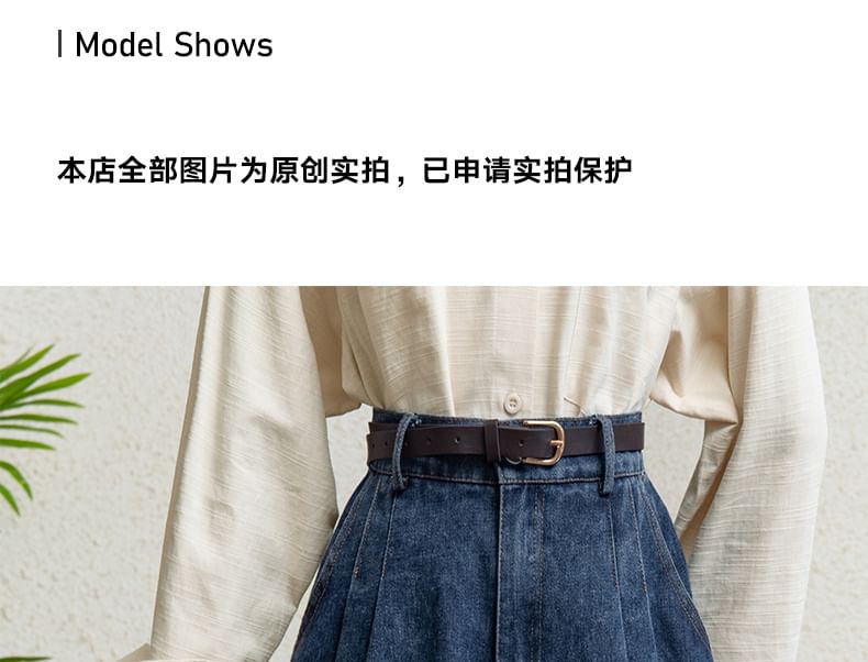 Rusutsu - Mini A-lijn denim shorts met hoge taille en plooien