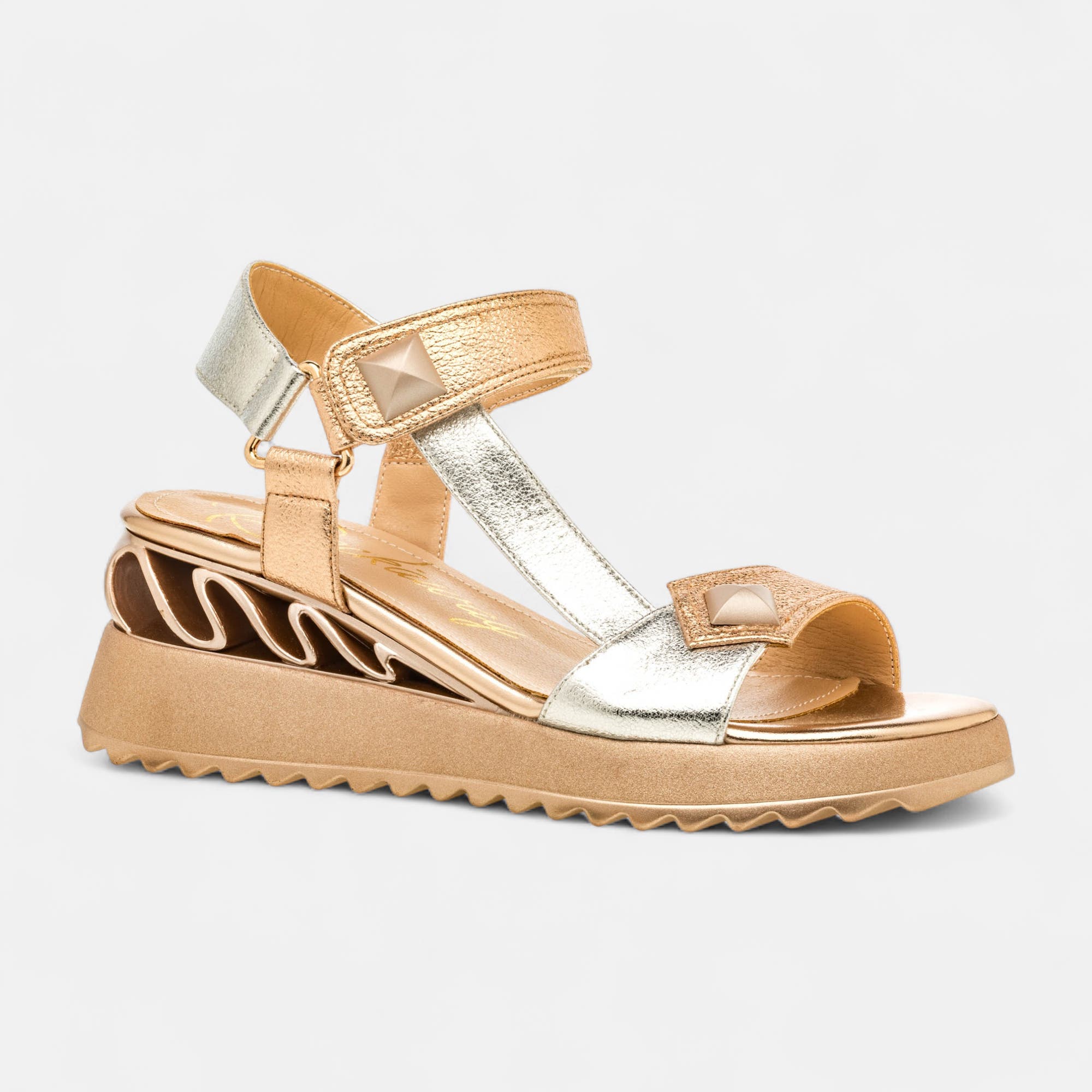 Sandales à talon compensé Femme or