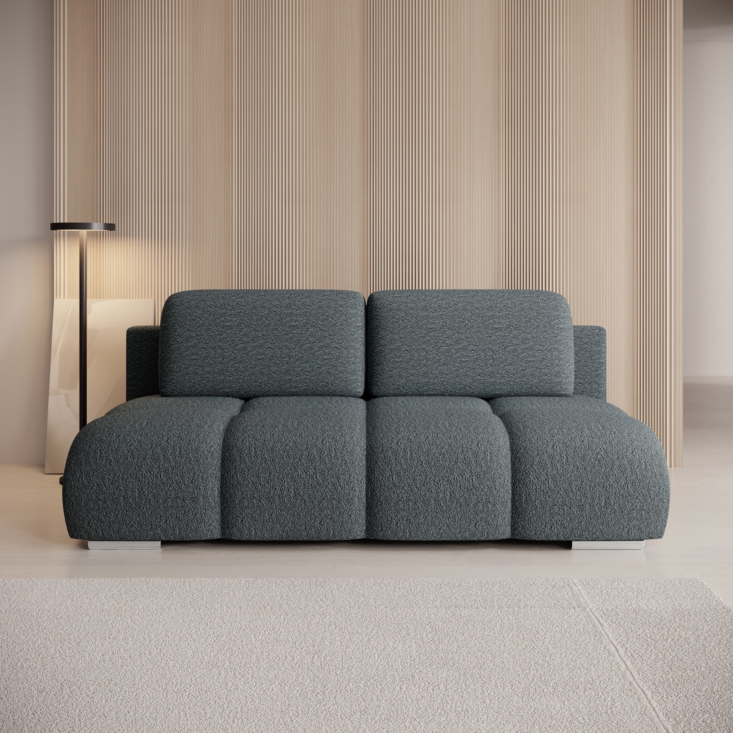 Hindrance - Slaapbank - Teddystof zwart - 195x90x89 cm