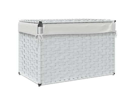 VIDAXL - Panier à linge avec couvercle blanc 55,5x35x34cm résine tres...