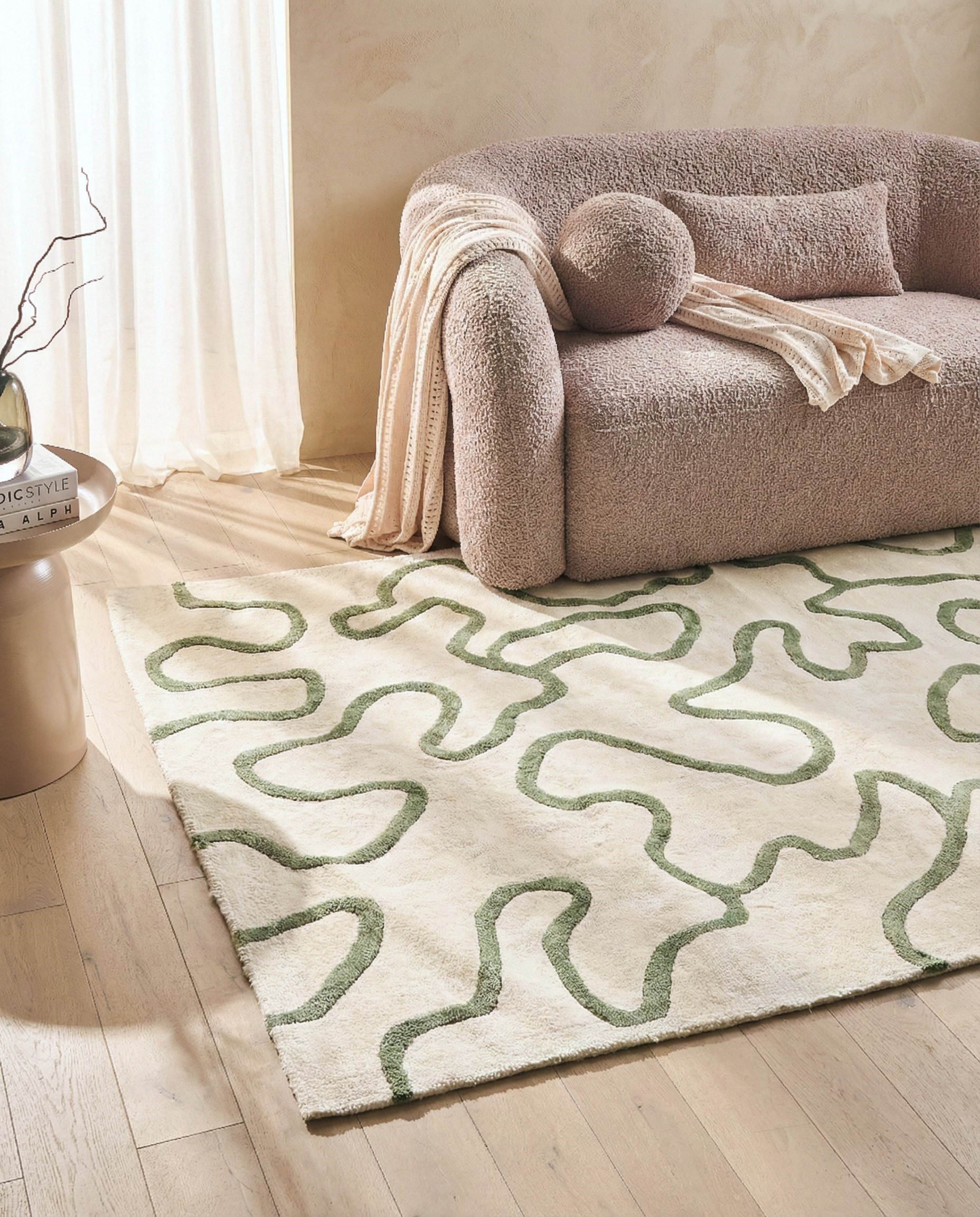 Vloerkleed KAPPAR Lichtbeige 160 x 230 cm Viscose