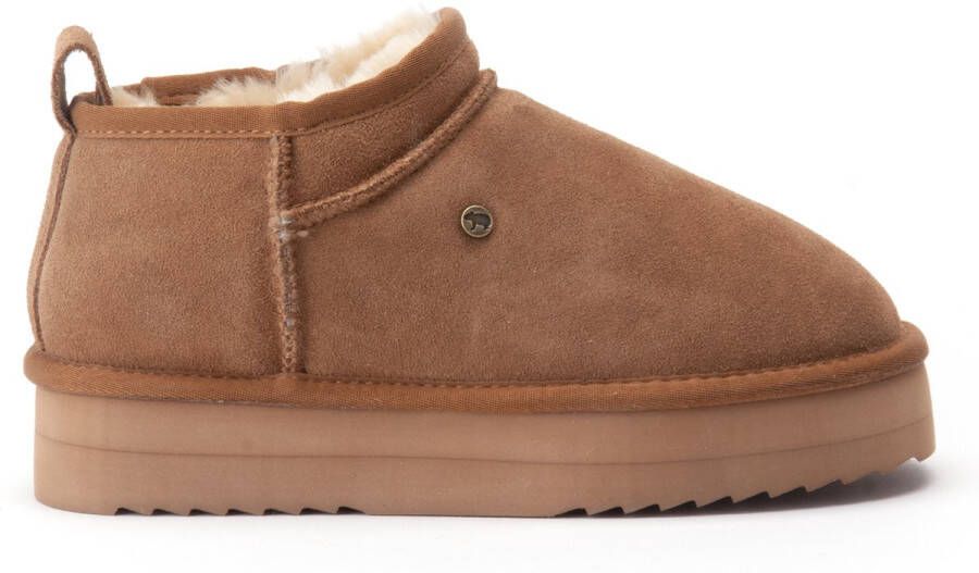 WARMBAT Vachtlaarzen Dames Durack Maat: 38 Materiaal: Suède Kleur: Cognac
