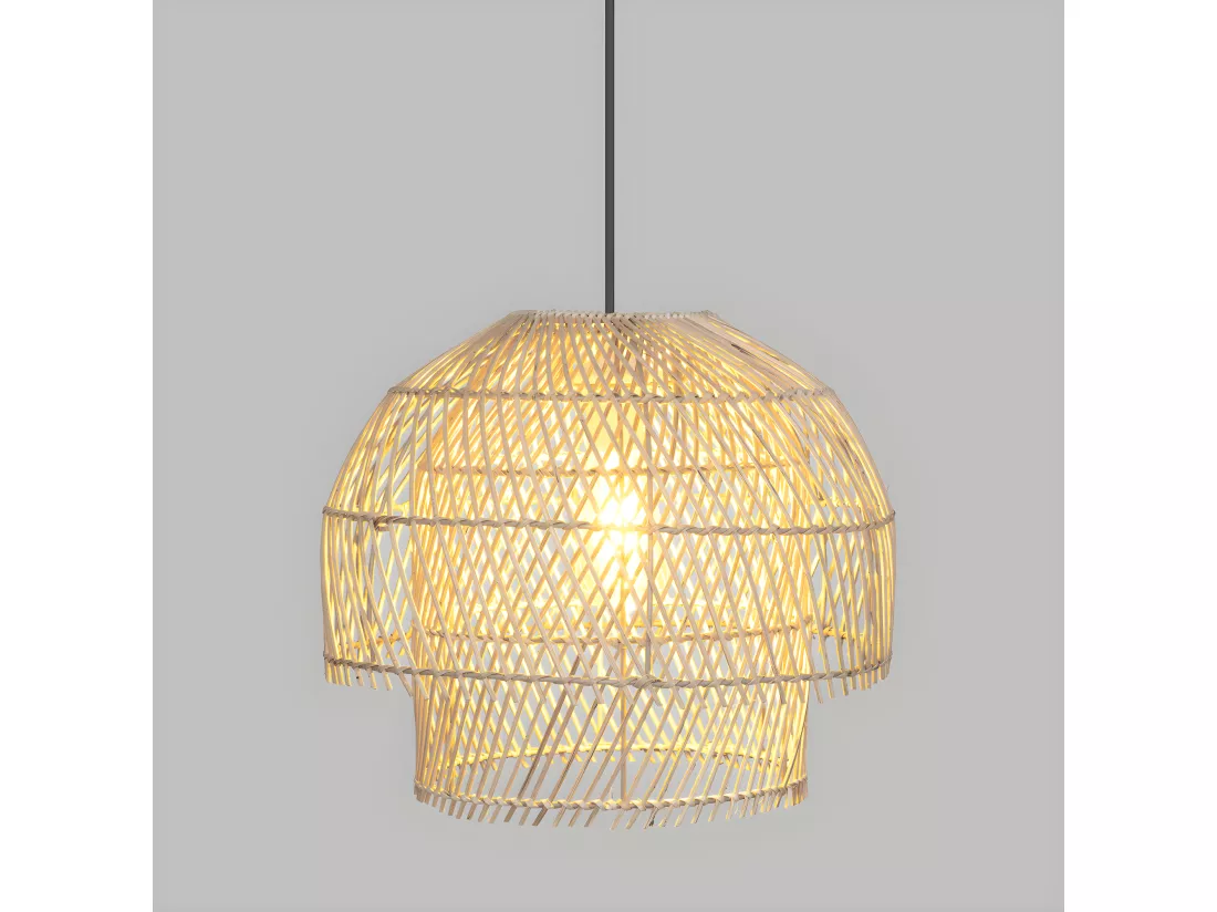 Luminaire Suspension en Rotin et Métal D 38 cm