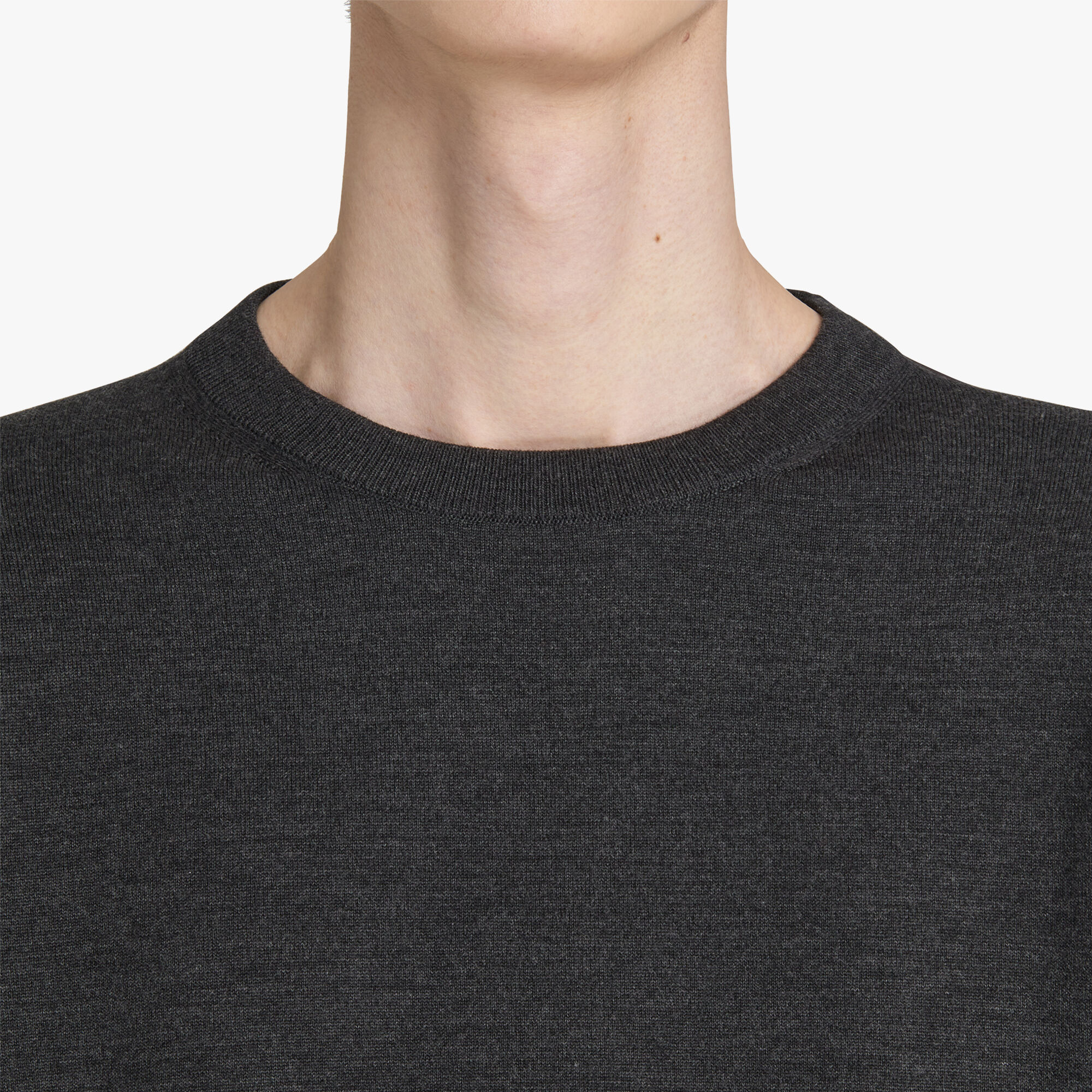 Pull En Laine Avec Details En Cuir