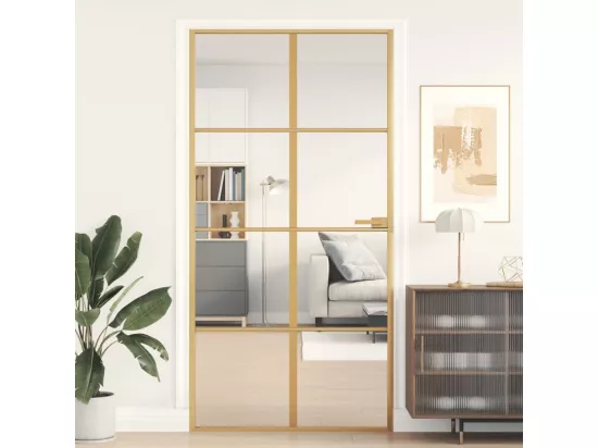Porte intérieure mince doré verre trempé aluminium