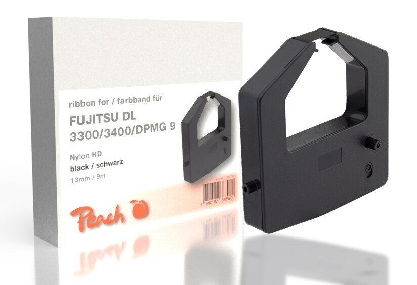 Peach Farbbankassette kompatibel zu Fujitsu DL 3300/3400/DPMG 9, schwarz, Gr644 Fujitsu