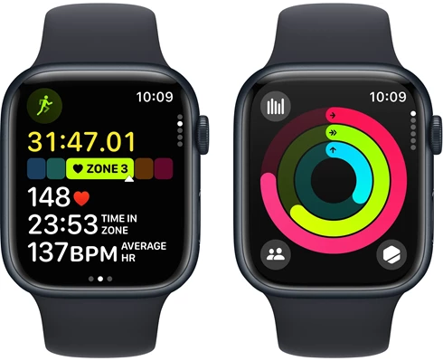 Apple Watch Series 9 GPS   Cellular 45mm Midnight Aluminium Case with Midnight Sport Band - M/L