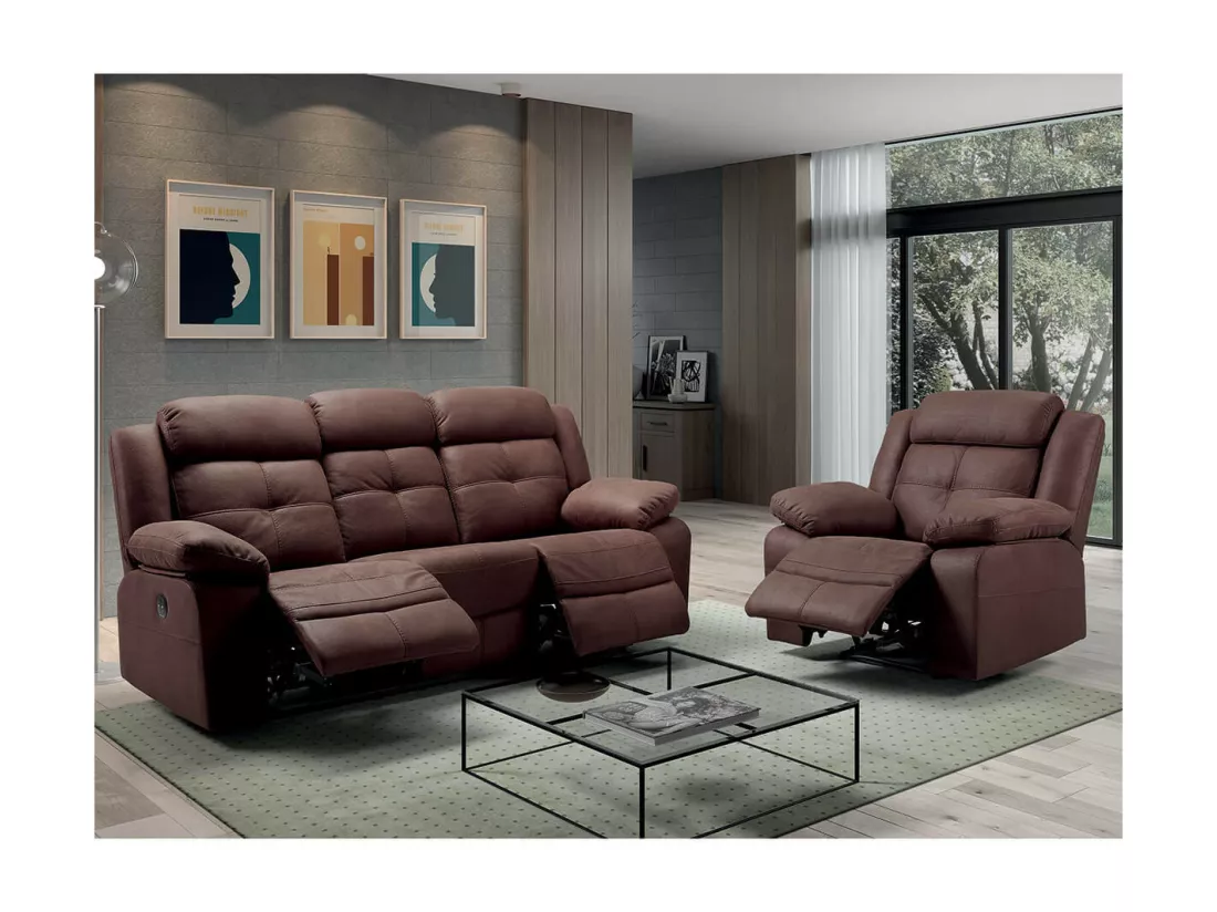 FABARES - Fauteuil Relax Manuel Chocolat
