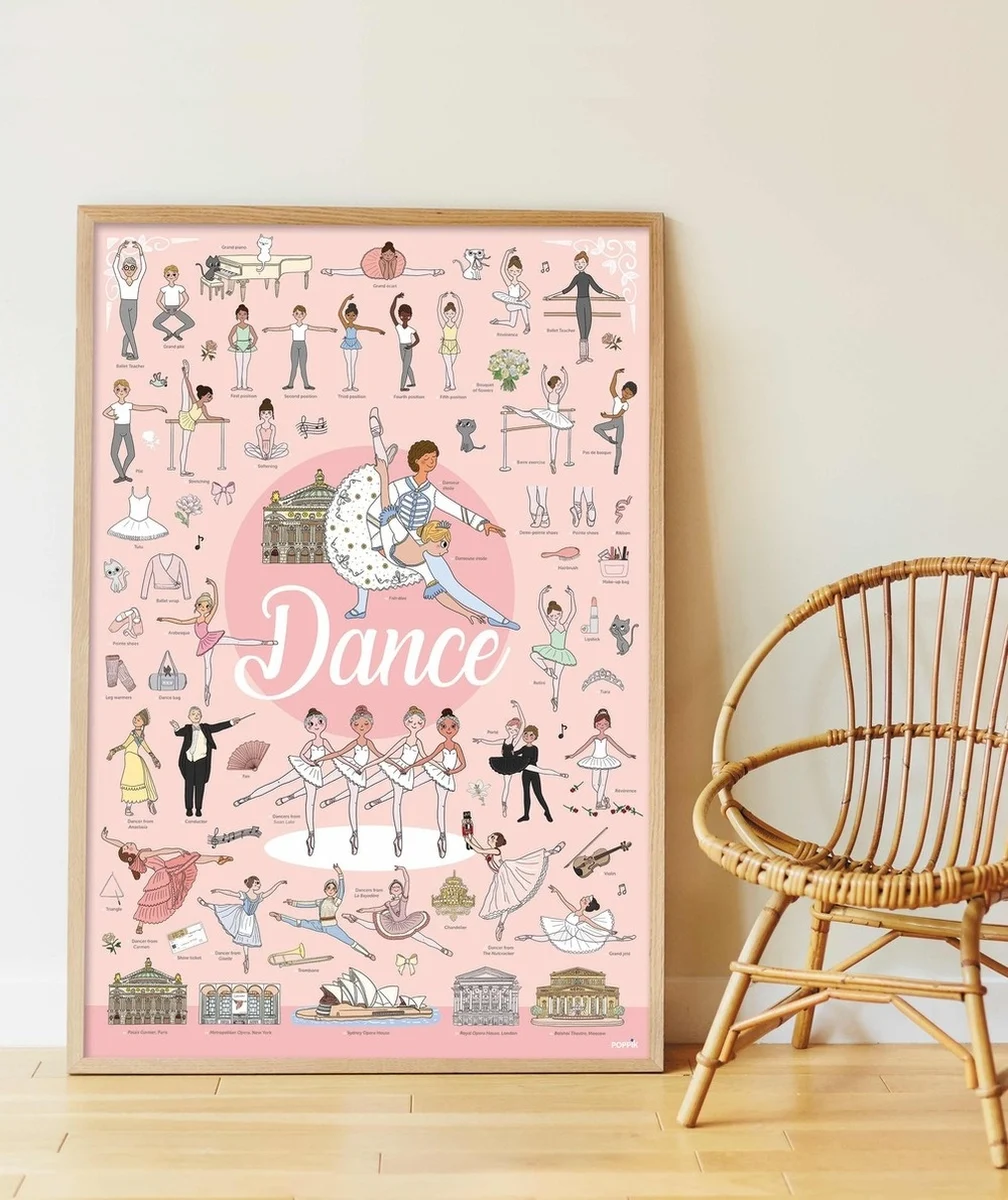 POPPIKLE POSTER ÉDUCATIF AVEC 64 STICKERS UNIVERS DANSE