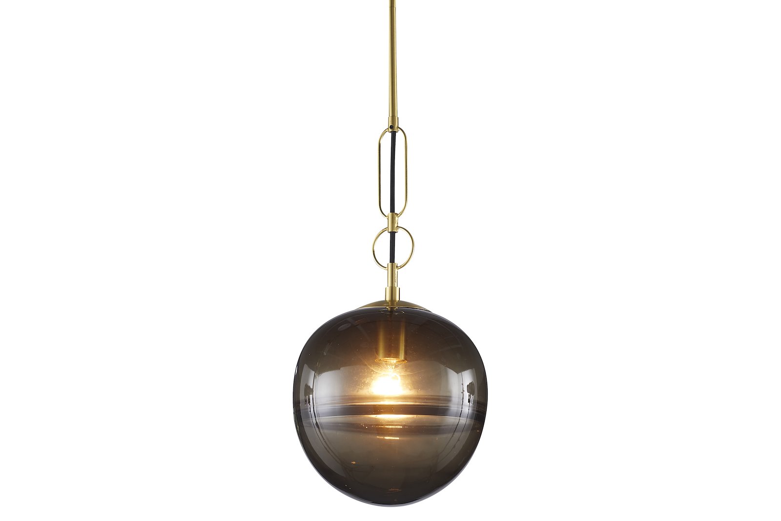 Samira taklampe Håndlaget sotet glass med gulldetaljet. Ø25cm