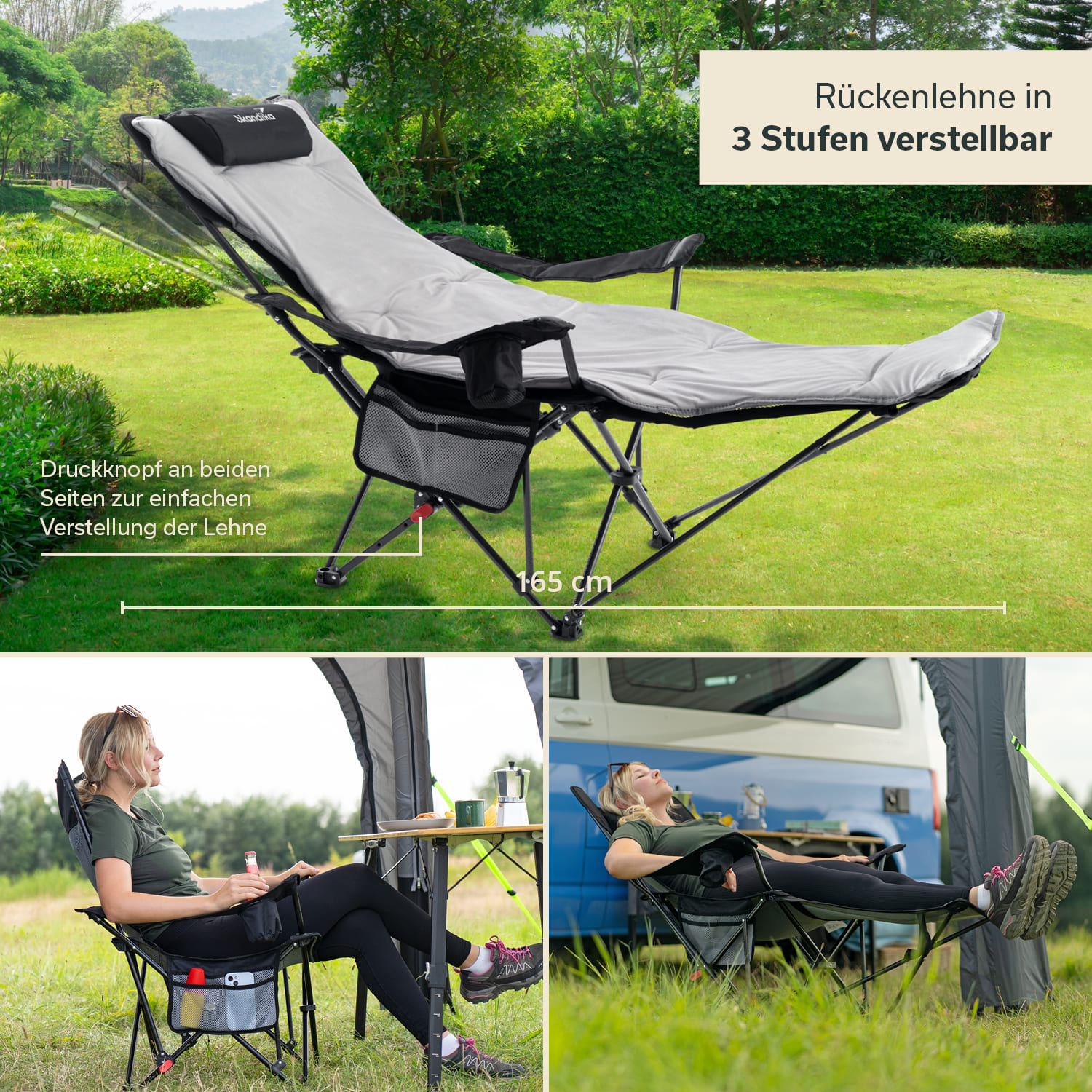 Skandika Toras relaxstoel met voetensteun en kussen - Black