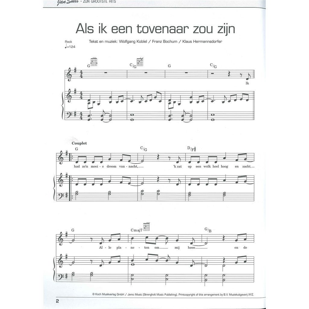 XYZ Uitgeverij Jan Smit - Zijn Grootste Hits songboek voor piano, zang en gitaar