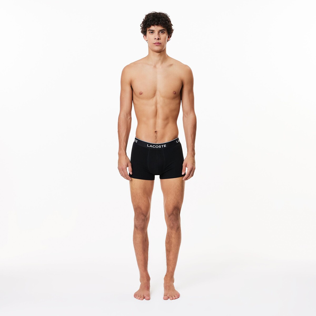 LACOSTE<br>Conjunto de 3 cuecas boxer lisas, algodão elástico