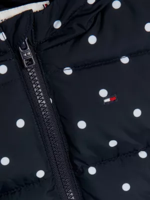 Jaqueta puffer com capuz e estampa total