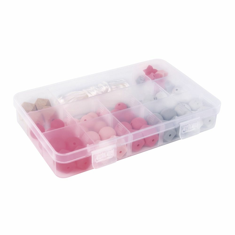 Coffret de perles en silicone - rose