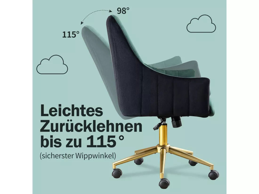 Fauteuil De Bureau Réglable En Hauteur, Chaise Pivotante En Velours
