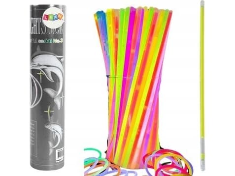 LeanToys fluorescerende pannebånd 100 stykker Mange farger som lyser i mørket