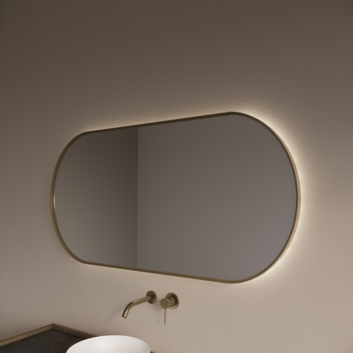 Gliss Design Aura spiegel met LED-verlichting 140x70cm mat goud
