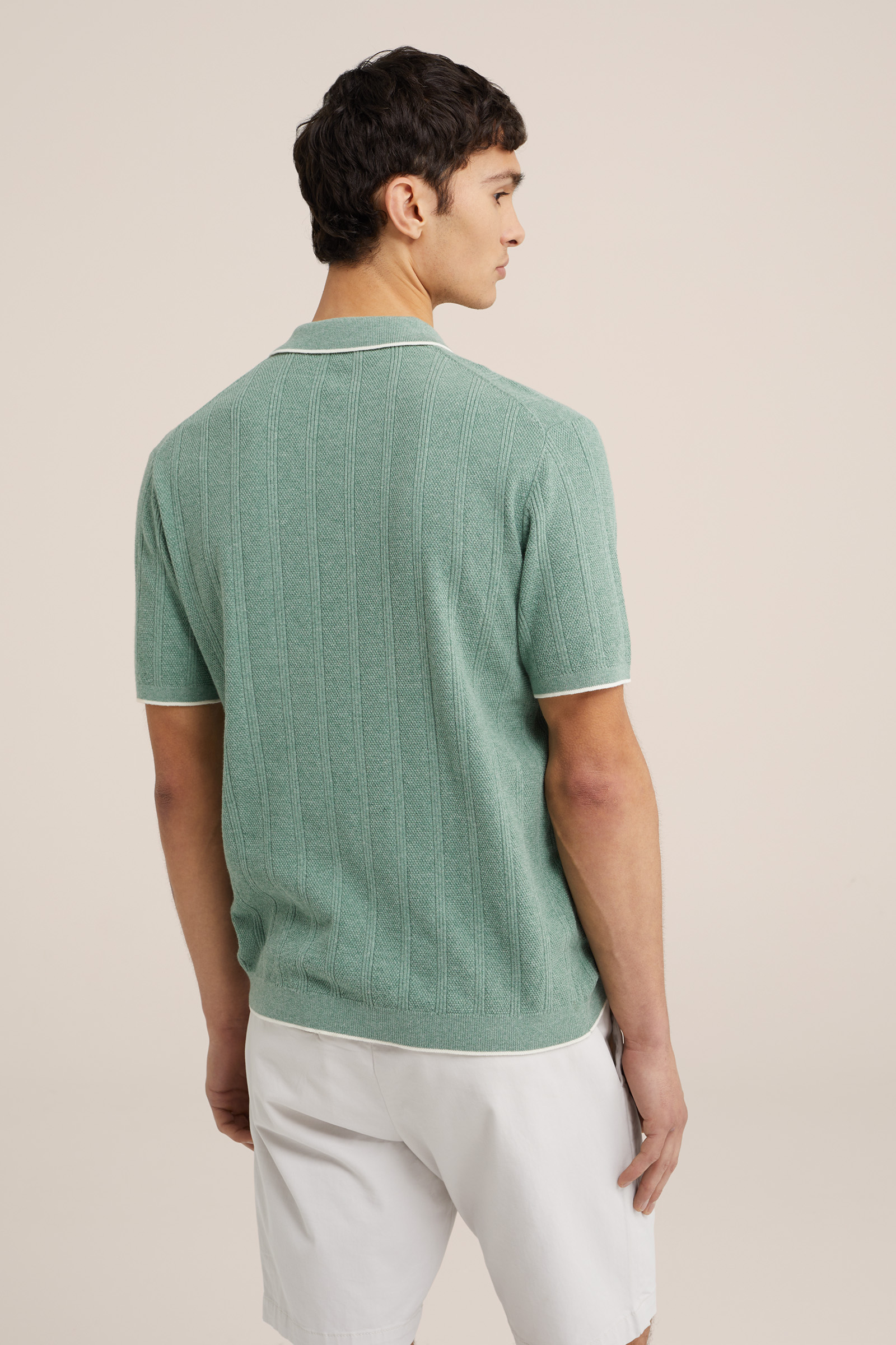 polo met structuur WE Fashion Lichtgroen