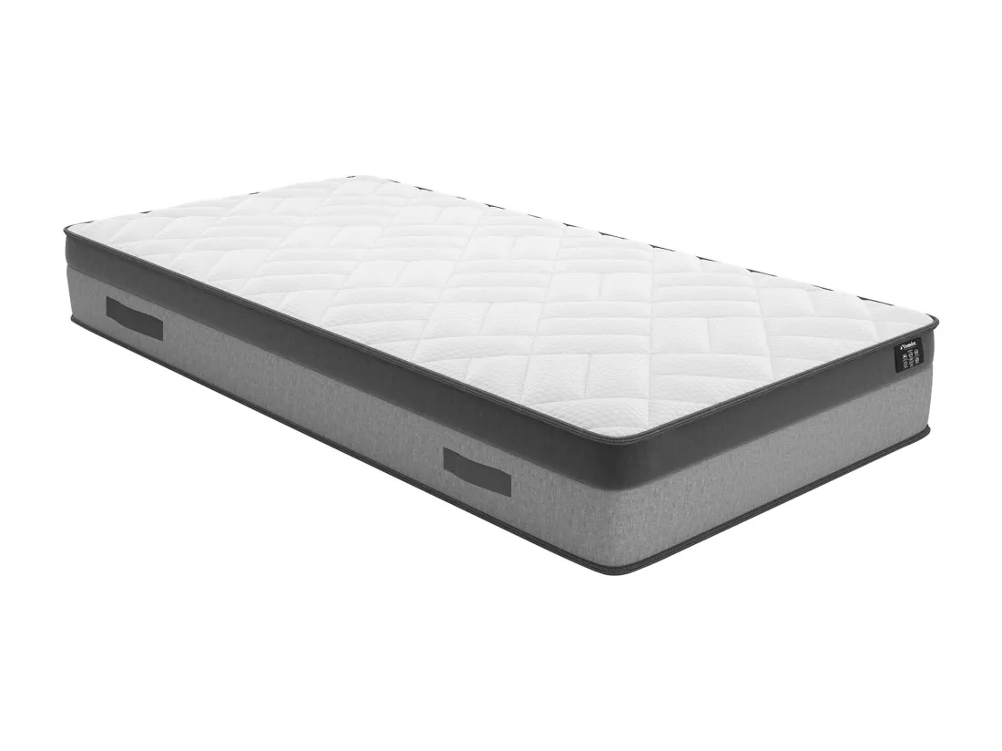 Ensemble 90 x 190 cm sommier coffre blanc + matelas ressorts ensachés et mémoire de forme ép.24cm - ILLUSION de YSMÉE