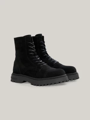 Botas de cano médio com cadarço em camurça