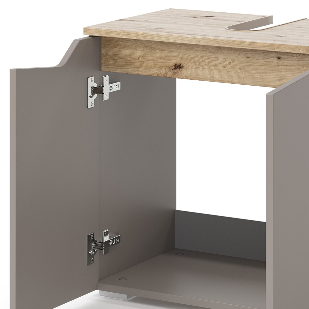 Vicco Waschbeckenunterschrank Marelle Greige Eiche 60 x 57,5 cm mit 2 Türen