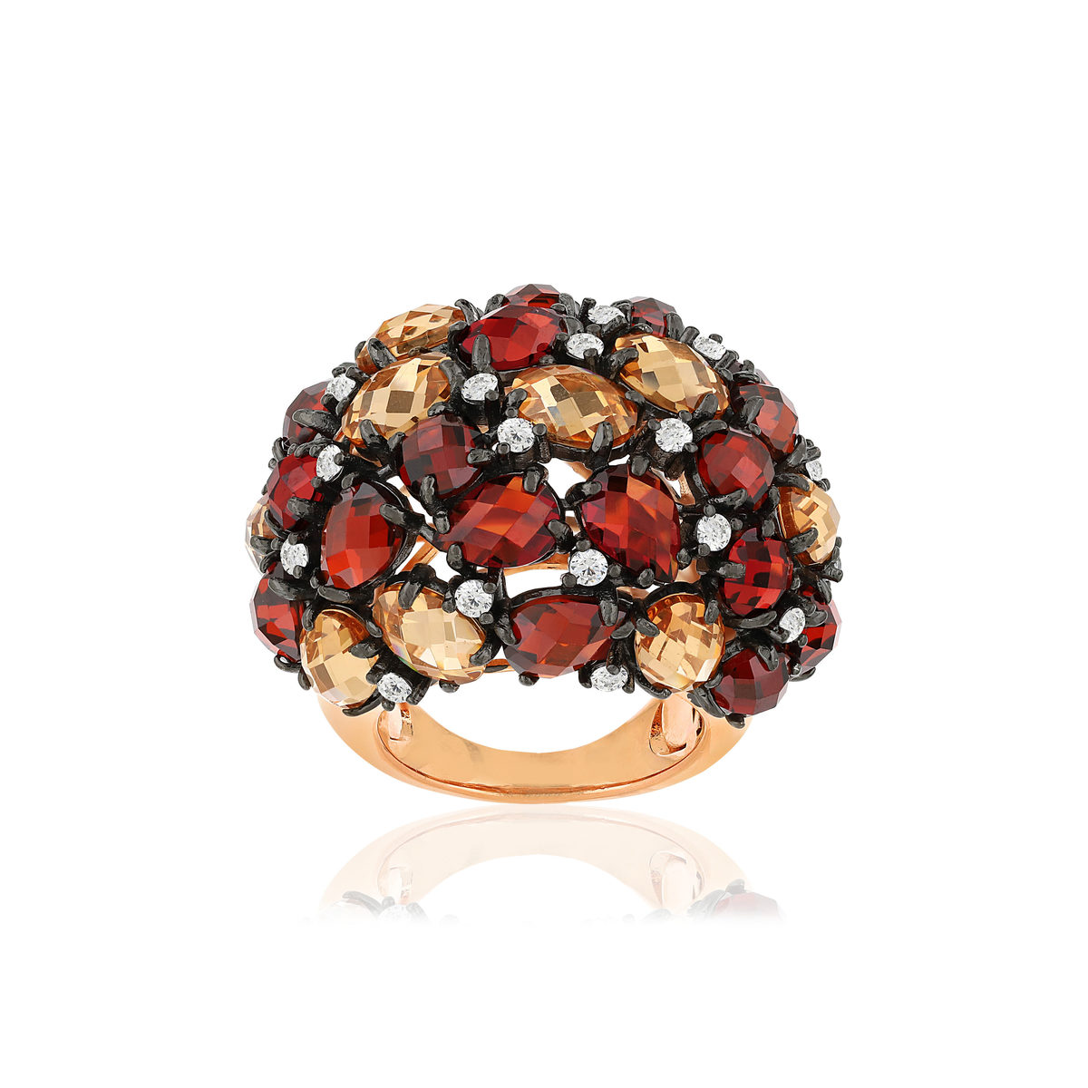 Bague argent 925 rosé zirconias multicolores