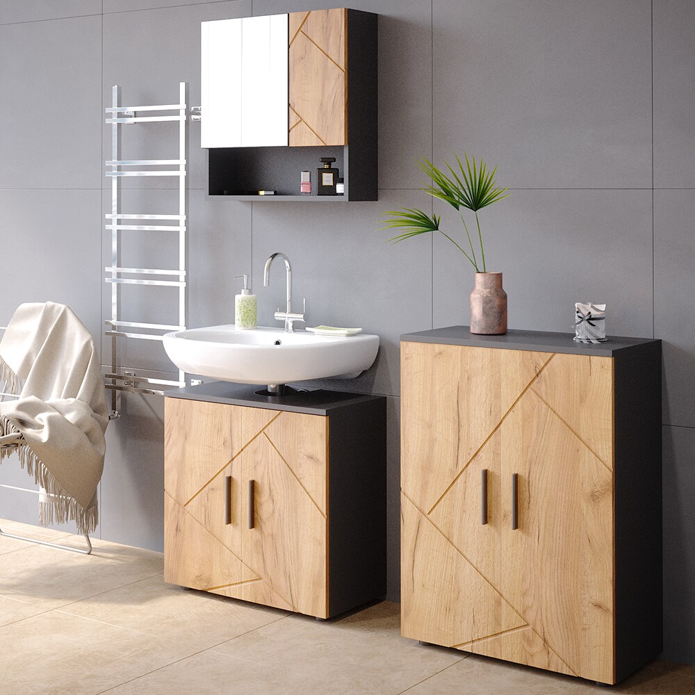 Vicco Badschrank Badezimmerschrank Aufbewahrungsschrank Irma 2 Türen Anthrazit