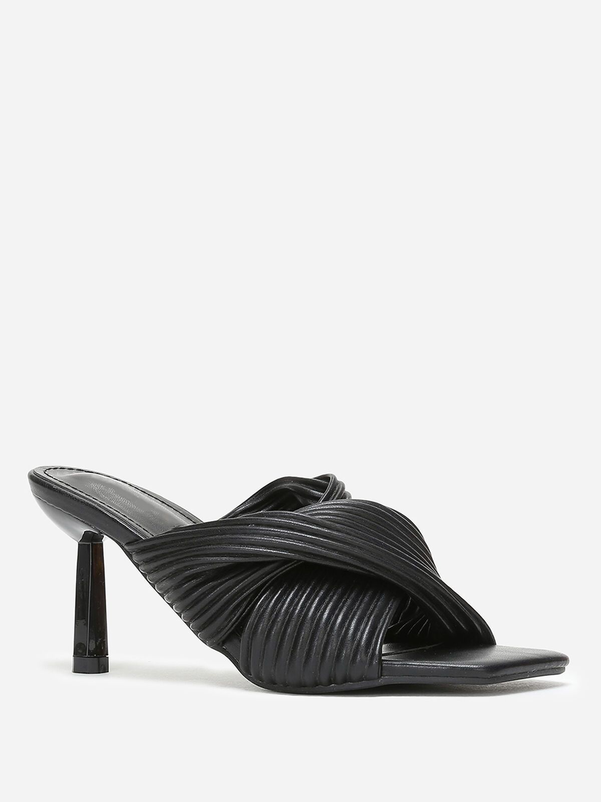 Mules à brides croisées et matelassées- Noir