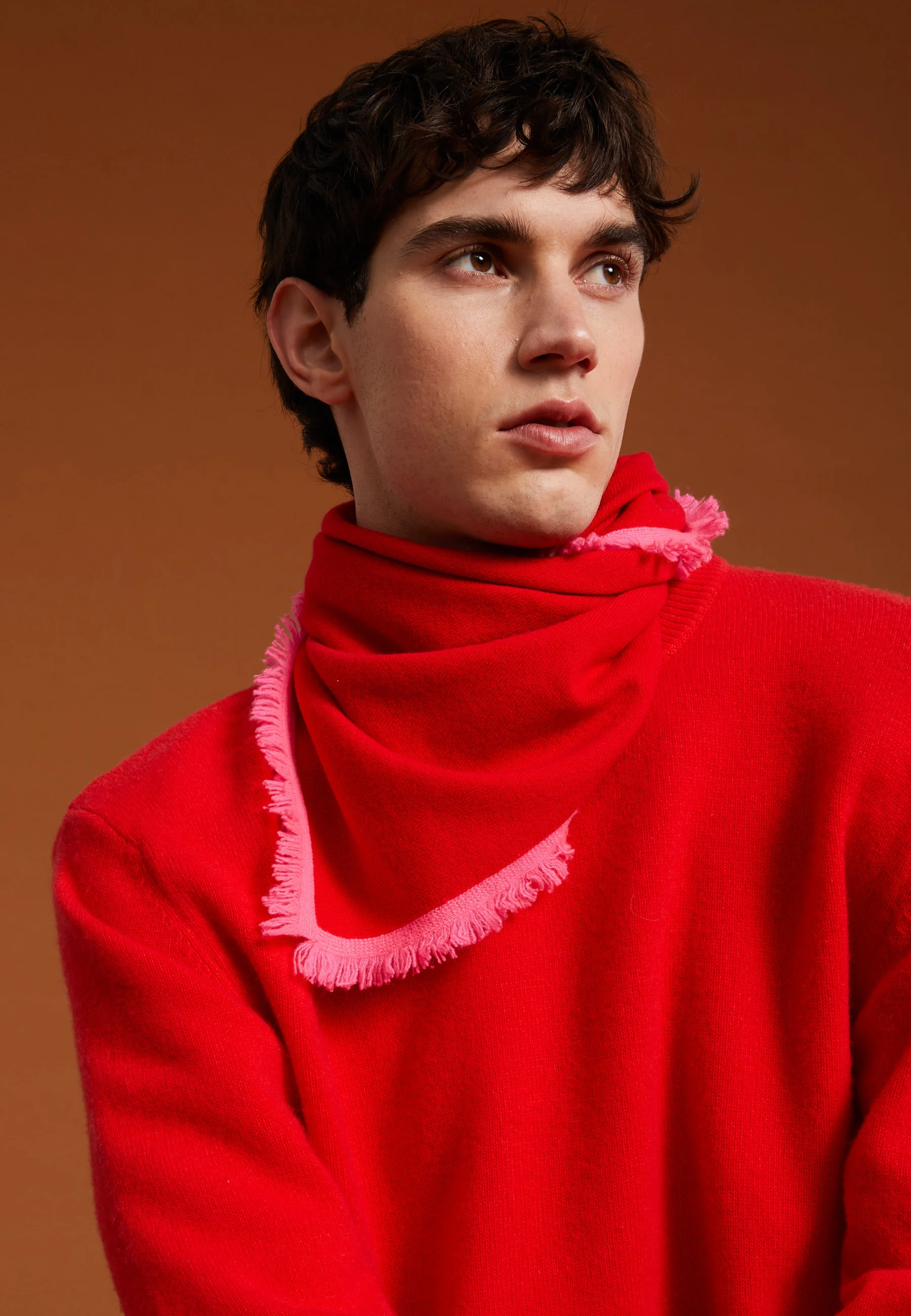LOUISAAH24 - Foulard bicolore unisexe en cachemire | Rouge