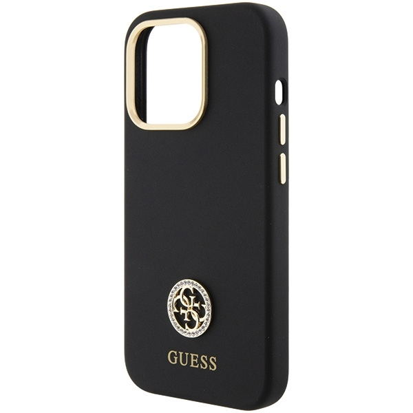 iPhone 15 Pro Hardcase Hülle Strass Metall Logo (GUHCP15LM4DGPK) - Schwarz / Gold